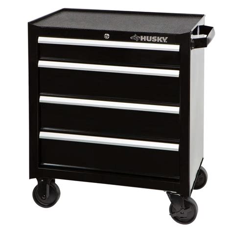 Husky In W Drawer Rolling Cabinet Tool Box Chest In Gloss Black