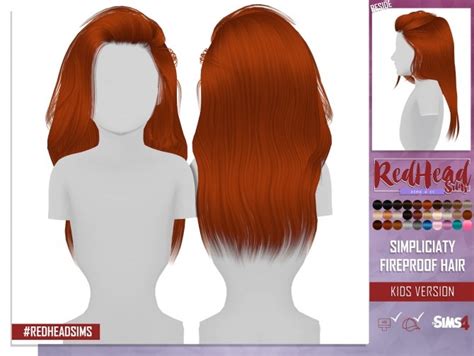 Simpliciaty Fireproof Hair Kids Version At Redheadsims Sims 4 Updates