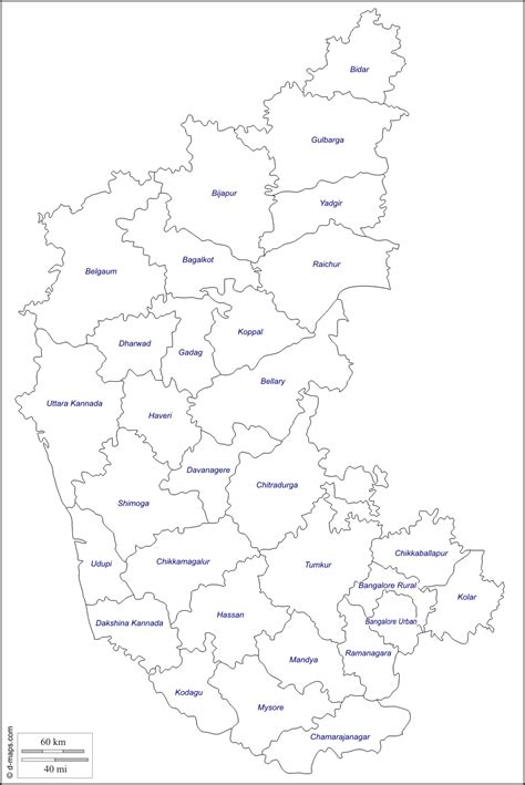 Where is karnataka located in india? Jungle Maps: Map Of Karnataka With Districts