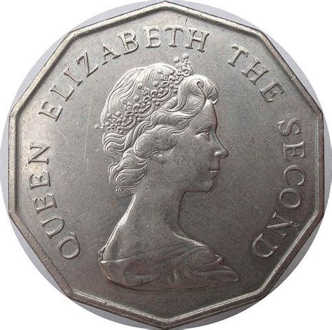 A fifty pence coin, 50p, etc etc. Theme queen elizabeth the second coin value something and