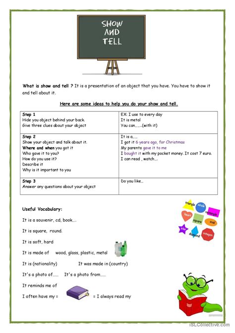 Show And Tell General Gramma English Esl Worksheets Pdf And Doc