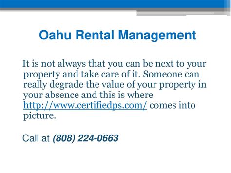 PPT - Oahu Rental Management - www.certifiedps.com PowerPoint