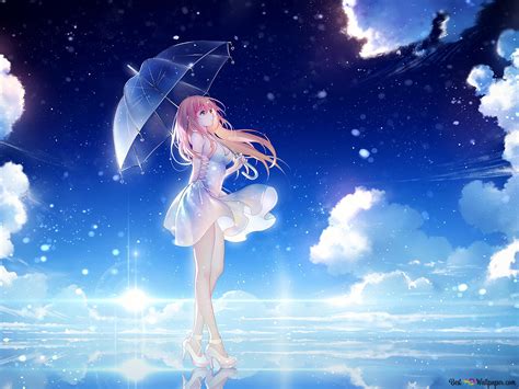Beautiful Anime Girl In The Night Hd Wallpaper Download