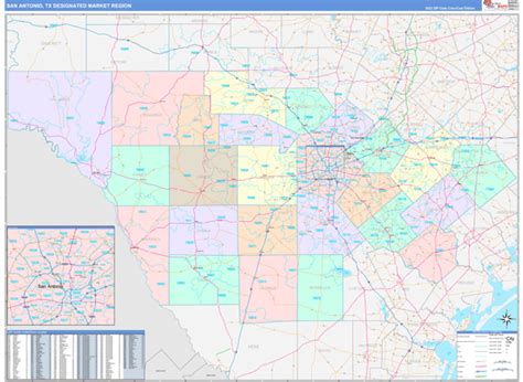 San Antonio Tx Dmr Wall Maps Color Cast Style