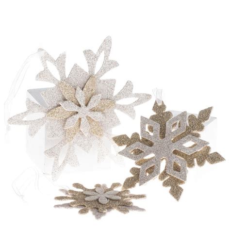 Silver And Gold Glittered Snowflake Ornament Set Christmas Ornaments
