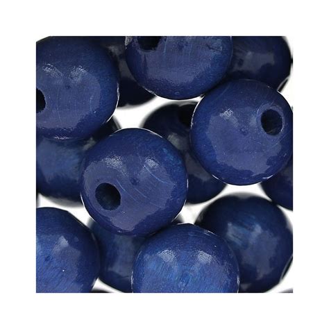 Grosses Perles Rondes En Bois 12 Mm Bleu Marine X30 Perles And Co