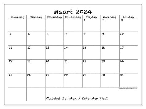 Kalender Maart 2024 77 Michel Zbinden Nl