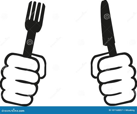 Hands With Knife And Fork Stock Vector Illustration Of Cooking 107168857