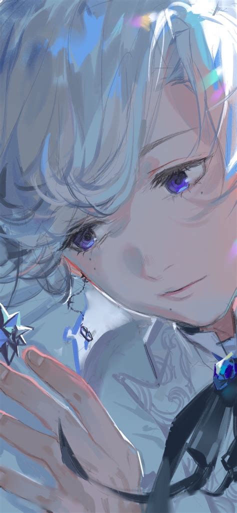 Download 1125x2436 Anime Boy Earrings White Hair Shoujo Wallpapers For Iphone X Wallpapermaiden