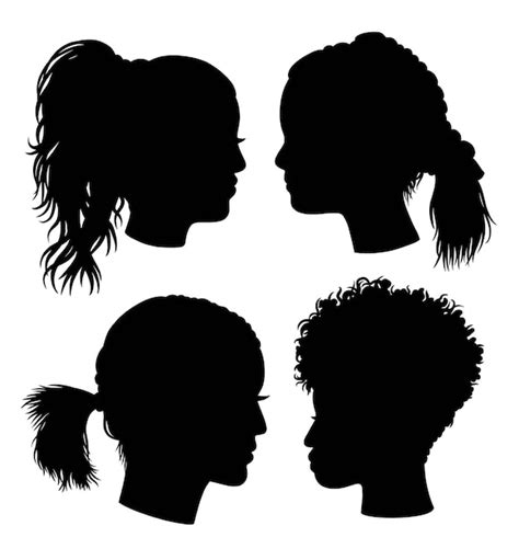Premium Vector Ponytail And Afro Hairstyle Silhouette