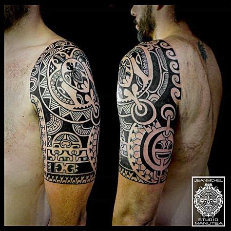 Polynesian Style Half Sleeve Tattoo
