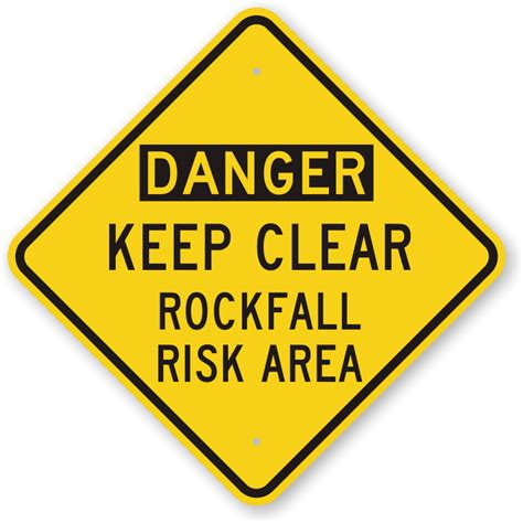 Do Not Climb On Rocks And Rockfall Warning Signs