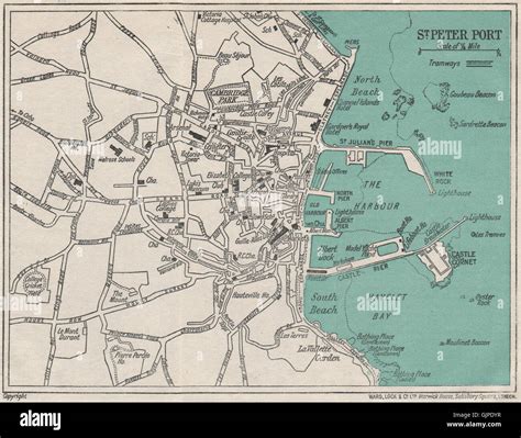 St Peter Port Vintage Towncity Plan Channel Islands Ward Lock 1921