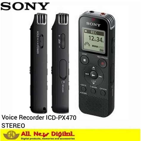 Jual Sony Icd Px470 Stereo Digital Voice Recorder With Usb Black 4gb
