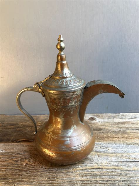 Antique Middle Eastern Copper Over Brass Dallah Coffee Etsy