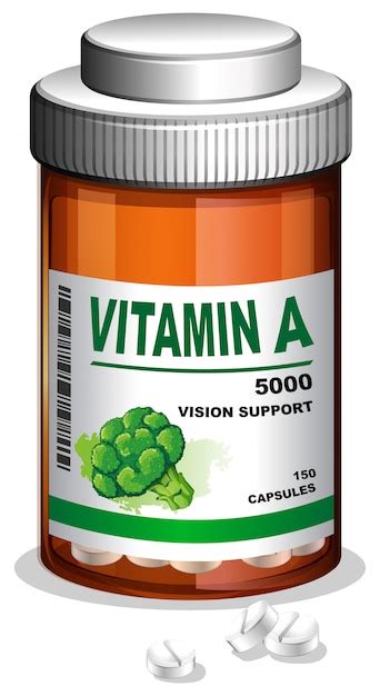 Premium Vector A Bottle Of Vitamin A Capsules