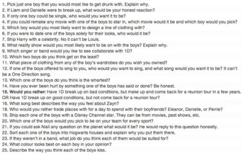 one direction questions on tumblr