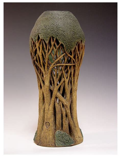 Hand Carved Tree Vase By Linda Nowell Clay Pottery Pottery Art