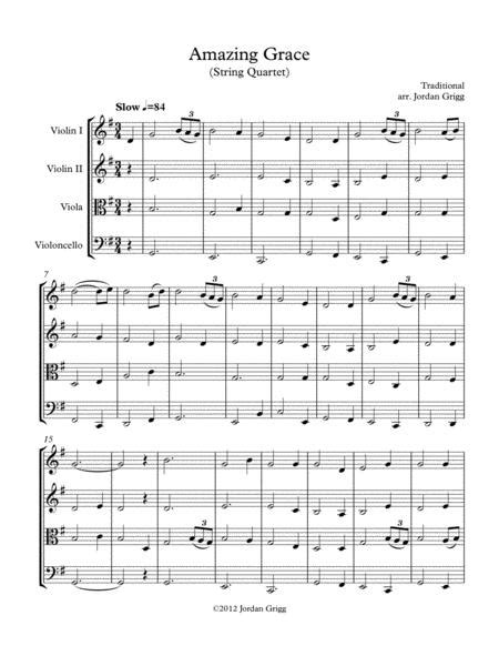 Amazing Grace String Quartet By Unknown Digital Sheet Music For