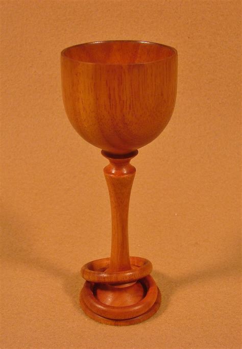 Lathe Turned Wedding Goblet With Two Captured Rings The Wood Is