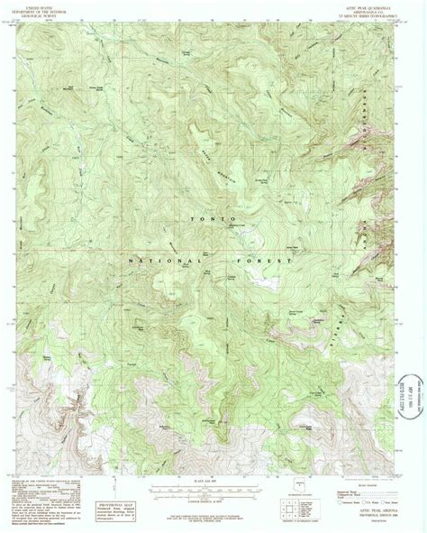 Yellowmaps Aztec Peak Az Topo Map 124000 Scale 75 X 7
