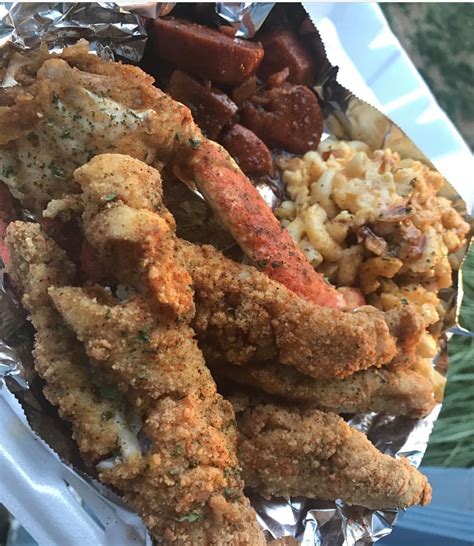 Deep Fried Crab Legs And Deep Fried Fish With Mac N Cheese
