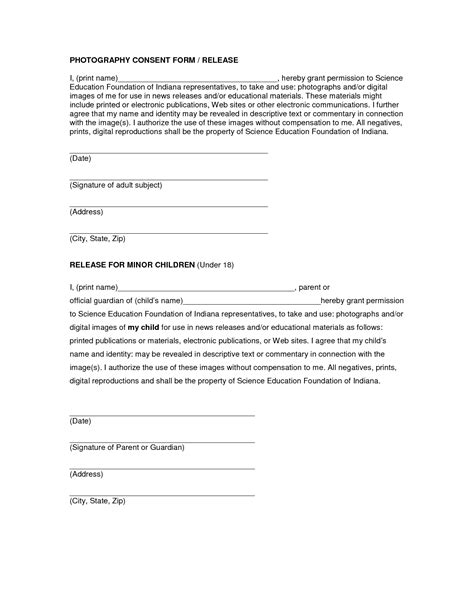 Photography Release Form Free Printable Documents