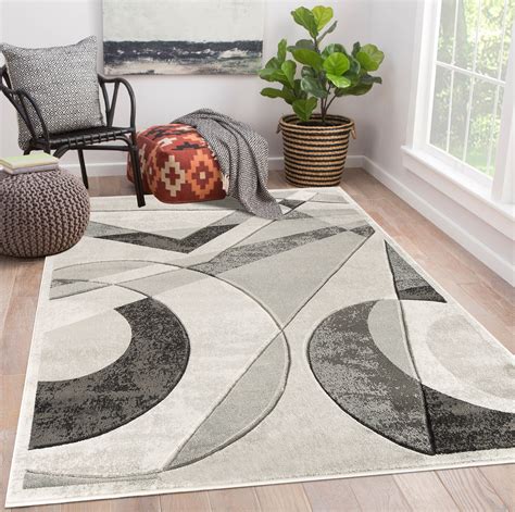 Modern Geometric Shapes Hand Carved Soft Living Room Area Rug