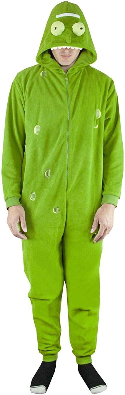 Rick And Morty Pickle Rick Green Onesie Menswomens Hooded Sleep Suit