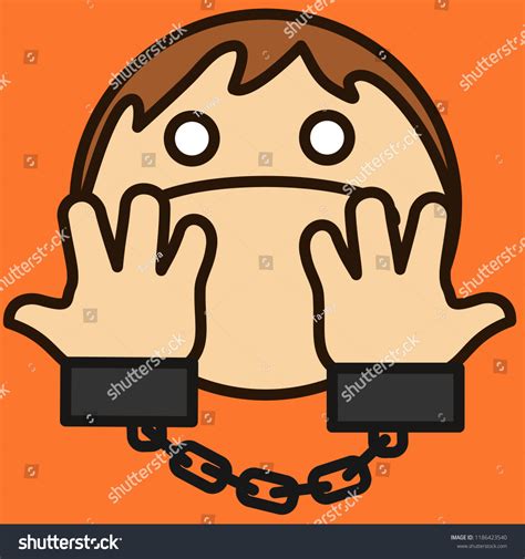 Emoticon Handcuffed Man That Showing His เวกเตอร์สต็อก ปลอดค่า