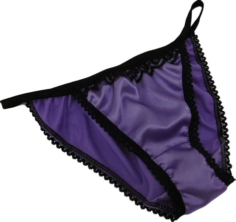 françois de loire shiny satin and lace mini tanga string bikini panties lilac mauve with black