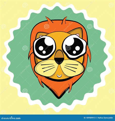 Lion With Watery Eyes Vector Illustration Decorative Design Stock