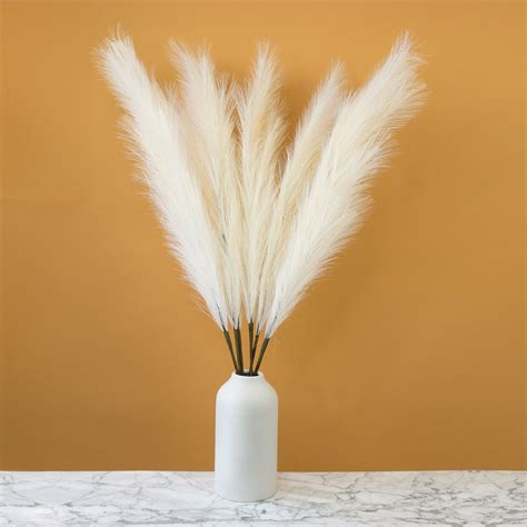 Deco White Artificial Faux Pampas Grass Feathers Tall Etsy