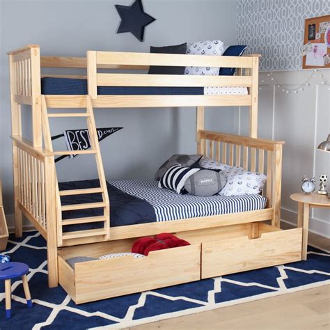 Max And Lily Solid Wood Twin Over Fulll Bunk Bed With Under Bed Storage