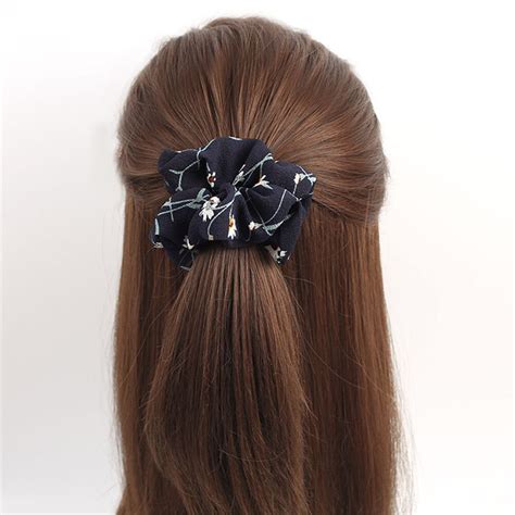 1pc Female Elegant Print Flower Cloth Elastic Rubber Bands Hair Ropes