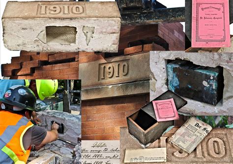 dated cornerstone time capsule with contents successfully extracted