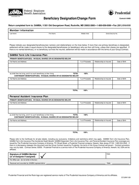 Beneficiary Designation Form Template
