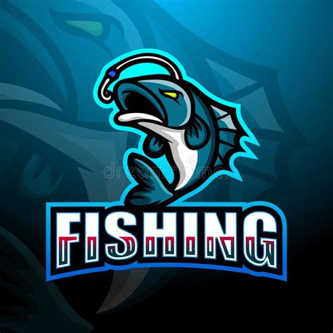 Fishing Mascot Esport Logo Design Stock Vector Illustration Of Blue