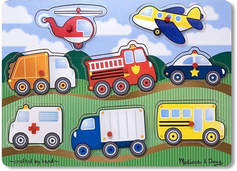 Melissa And Doug Vehicles Easy Grab Peg Toddler Puzzle
