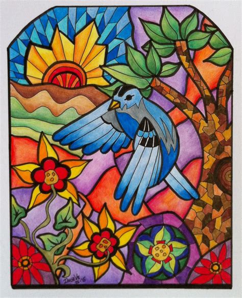 Stained Glass Drawing Colored Pencils And Pitt Artist Pens Pitt