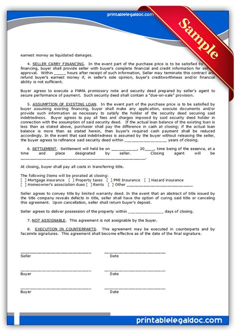 Standard forms of contract (relevant clauses). Free Printable Contract To Sell On Land Contract Form ...