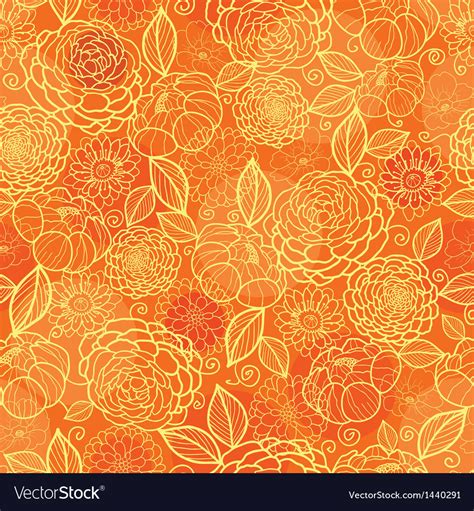 Golden Orange Floral Texture Seamless Pattern Vector Image