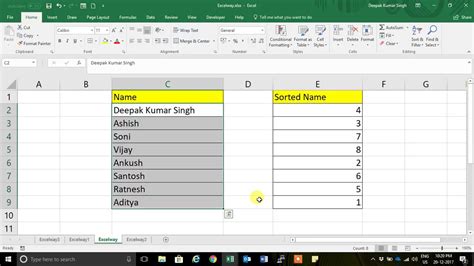 How To Sort Names Alphabetically Through Formula In Excel Youtube