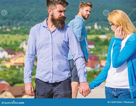 Jealous Concept Man Found Or Detected Girlfriend Cheating Him Walking