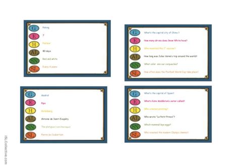 Trivial Pursuit Cards Examples English Esl Worksheets Pdf And Doc