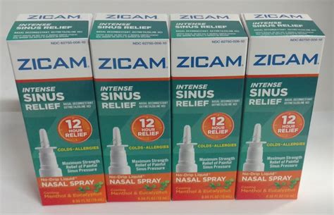 4 Pack Zicam Intense Sinus Relief Liquid Nasal Spray 050 Oz 732216204001 Ebay