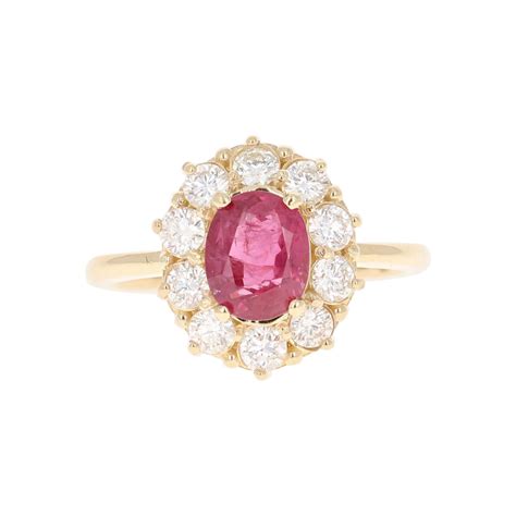 gia certified natural ruby and diamond 6 10 carat 18k yellow gold ballerina ring for sale at