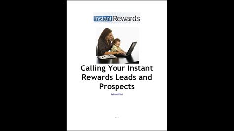 Calling Your Instant Rewards Leads And Prospects Instant Rewards