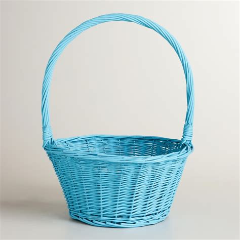 Blue Ellie Willow Basket With Handle World Market Decorative Wicker