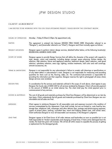 Interior Designer Contract Agreement Proposal Template Etsy